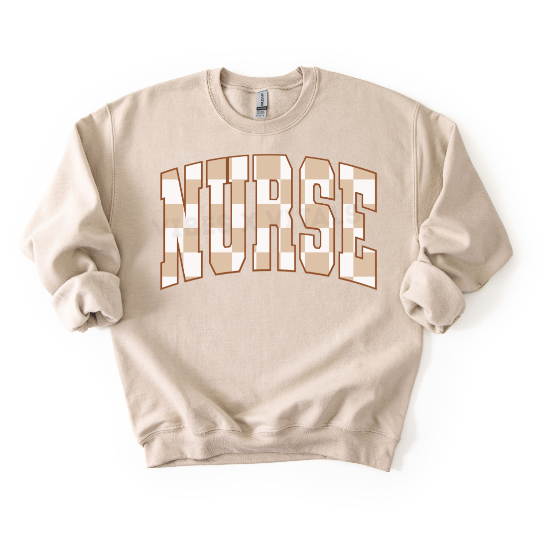 Checkered Nurse Crewneck